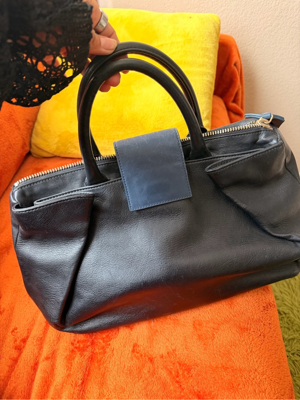 & Other Stories Black Leather Top-Handle Satchel